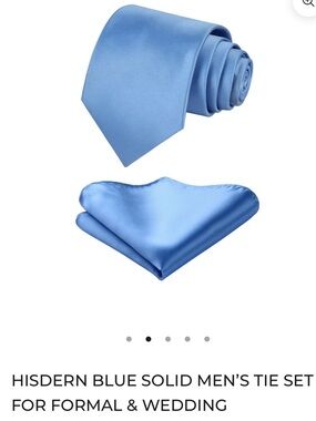 NWT Hisdern Light Blue Solid Tie and Pocket Square Set